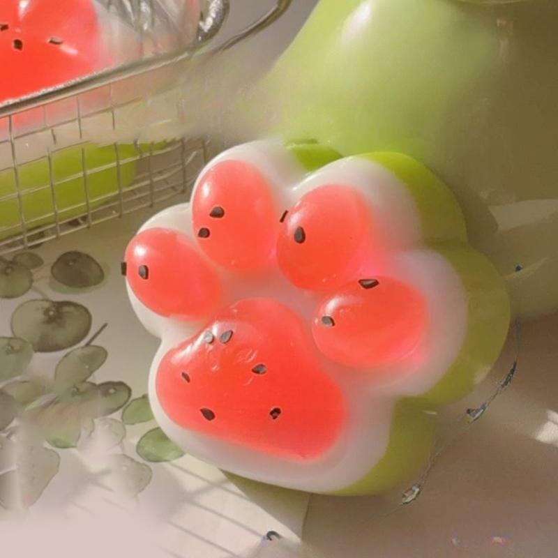 Cute Watermelon Three Color Cat Paw Squeeze Toys Tpr Slow Rebound Decompression Release Toy