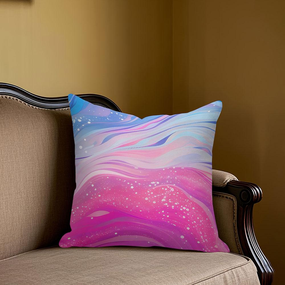 Blue - Pink Wave Flow Square Jacquard Pillow Cover for Sofa Office Waist Cushion Cover Home Decorative Pillowcase