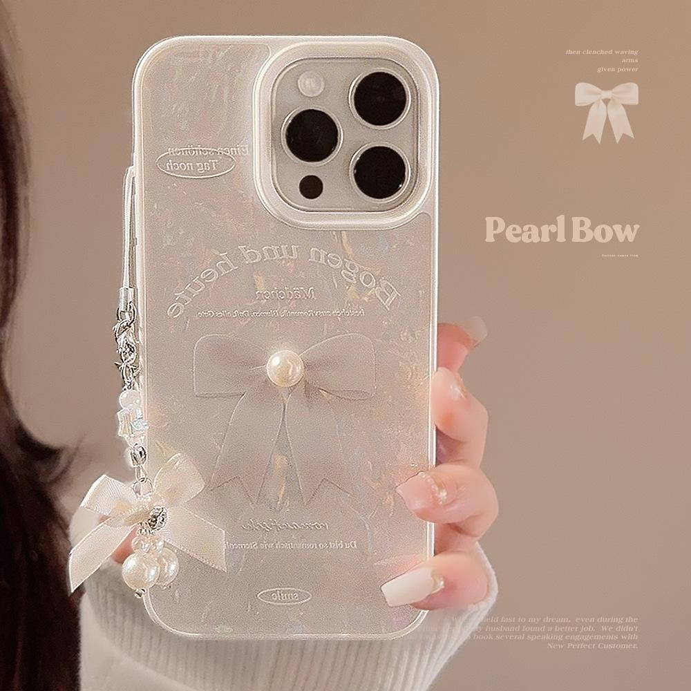 Three-dimensional Pearls Are Suitable for IPhone 14 Phone Cases IPhone 16 Bow Pendants  15promax  and 11 Shells