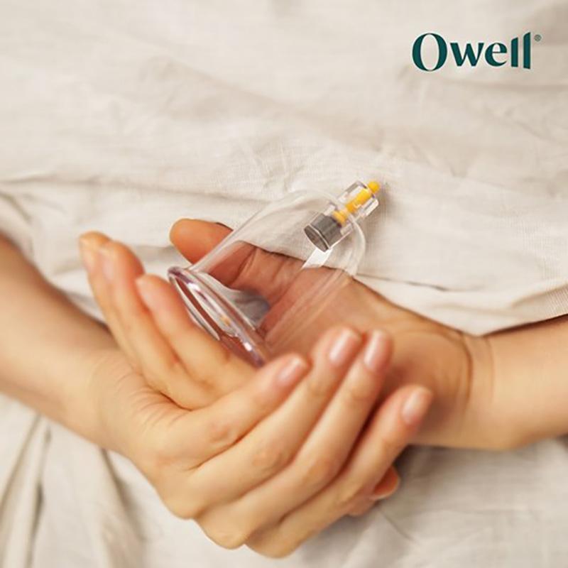 Owell Premium Cupping Therapy Set – 12 Cups with Hose and Hand Pump, Korean