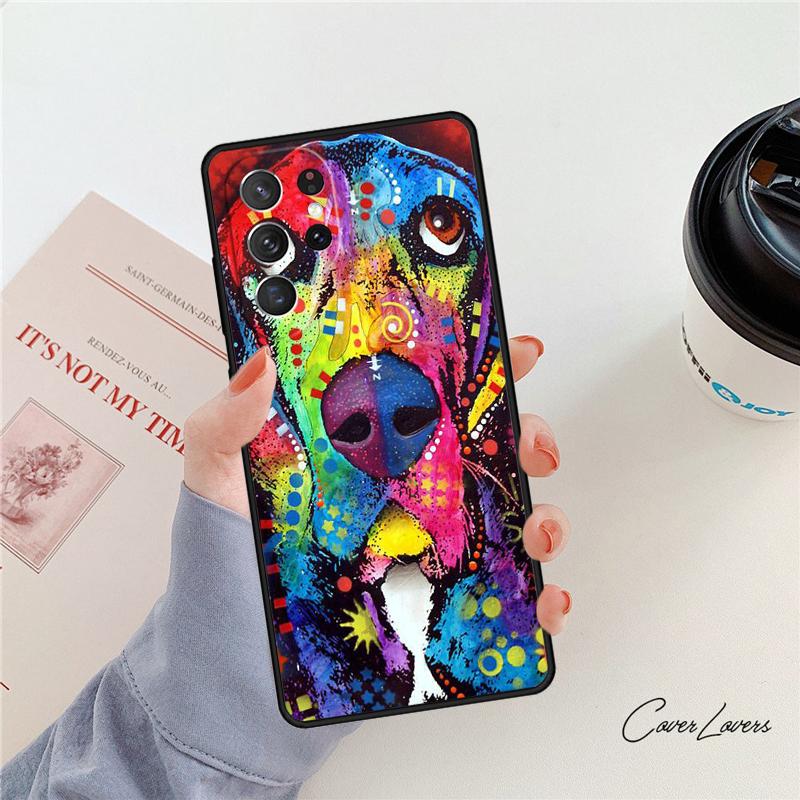 Basset hound cute cartoon puppy dog phone case For Samsung Galaxy S24 S25 S23 S22 Ultra Note 10 20 Plus S20 S21 FE Cover