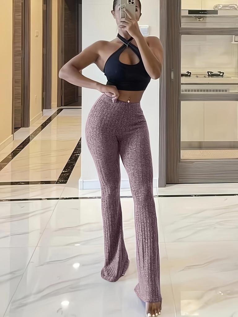 European Women's High Waist Flare Yoga Pants - Fitness & Casual Wear