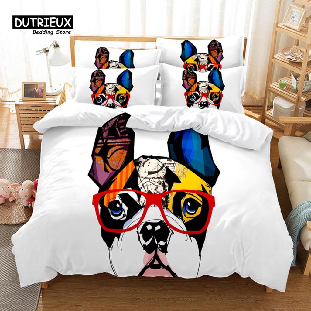 Warm Modern Puppy 3Pcs Soft Comfortable Breathable For Bedroom Guest Room Decor Quilt