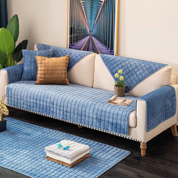 Flannel Practical Sofa Cushion, Simple and Fashionable Plush Cushion, Thickened Flannel Sofa Towel for All Seasons