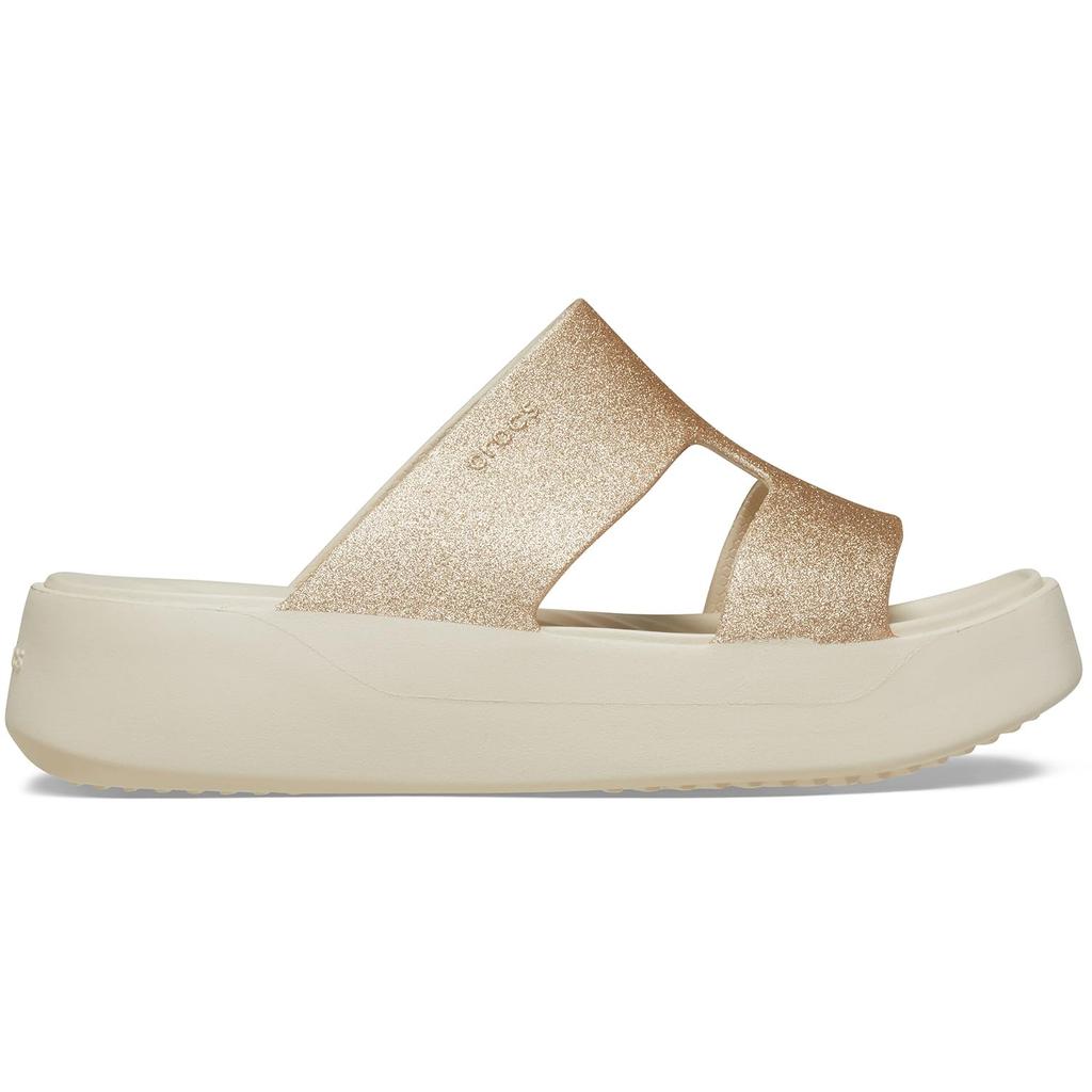 Crocs Getaway Plattform Sandalen, Glitzer, H-Riemen, Stucco, 27cm
