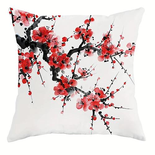 Ancient style plum blossom decorative pillowcase, ultra-soft polyester material living room sofa backrest car pillowcase
