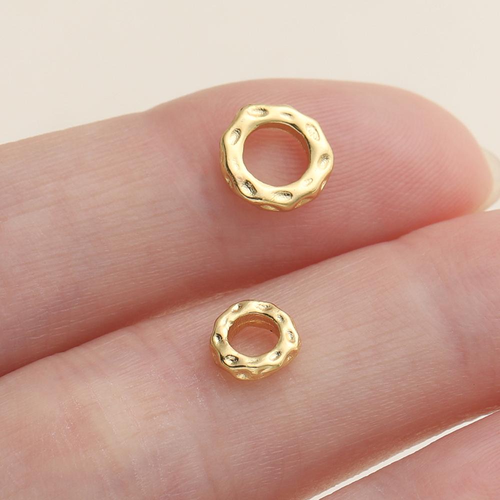 5Pcs/Pack 14/18k Gold Color Plated Big Hole Round Spacer Beads Cap for Jewelry Making Bracelet Necklace DIY Accessories