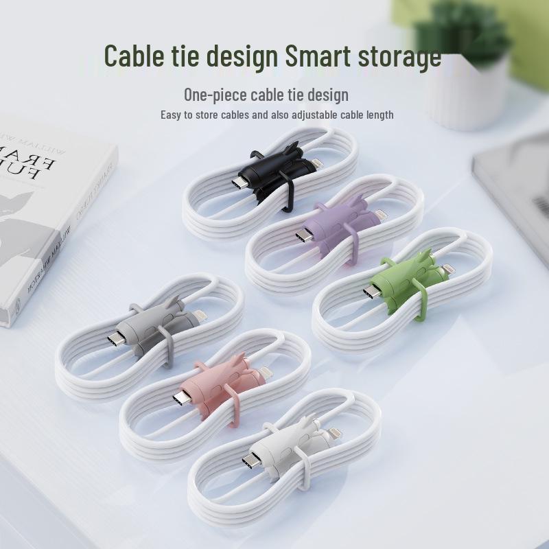 Silikonowy ochraniacz na kabel i pasek do przechowywania 2 w 1 dla ładowarek Apple