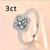 Silver 925 Platinum Plated 1-3 Carat Mozanstone 4 Claw Square Bag Birthday Ring Classic High Wedding Party Jewelry Woman Gift