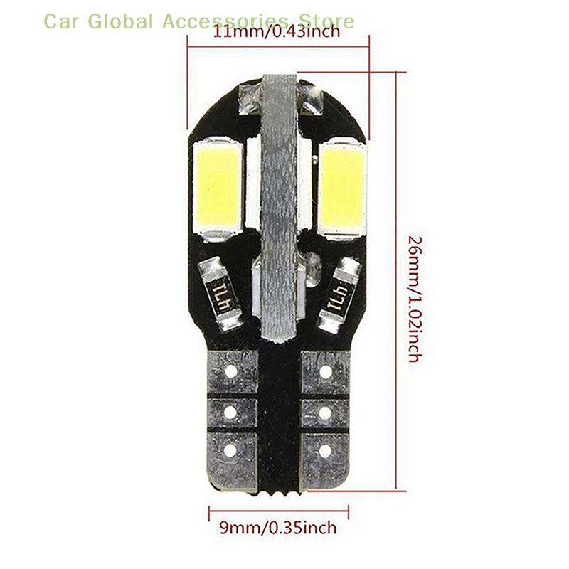 2PCS T10 LED Small Bulbs Canbus 5630 8SMD 12V 8000K License Plate Lamp Car Map Dome Lights Parking Light Auto Signal Lamp