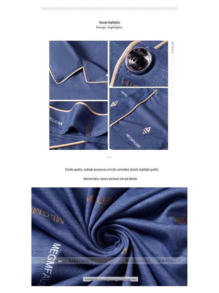 Men's Cotton Long Sleeve Pajamas - Spring To Winter, Plus Size, Stylish Youth Homewear