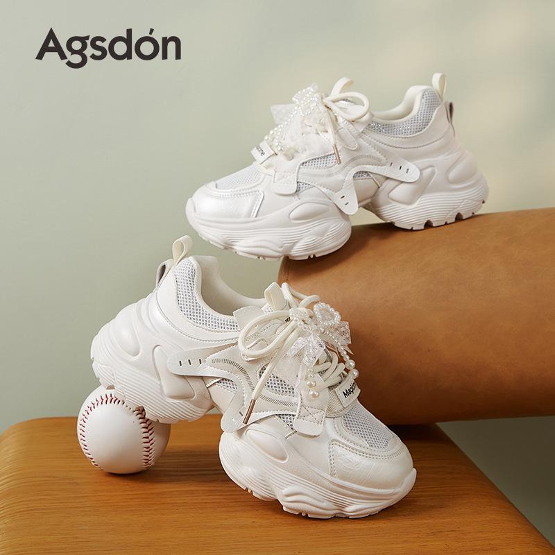Augustine Dad Shoes Women's 2025 New Summer Thick-soled Small Casual Sports Shoes Mesh White Shoes