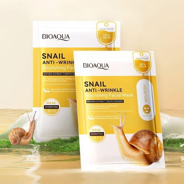 BIOAQUA - Snail Anti-Wrinkle Nourishing Facial Mask #Mask - 1pcs