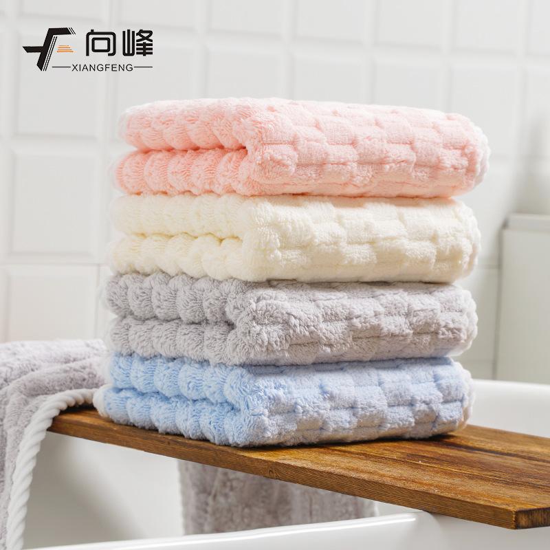 Towel New Cloud Grid Coral Fleece Adult Children's Household Face Towel Absorbent Bath Towel