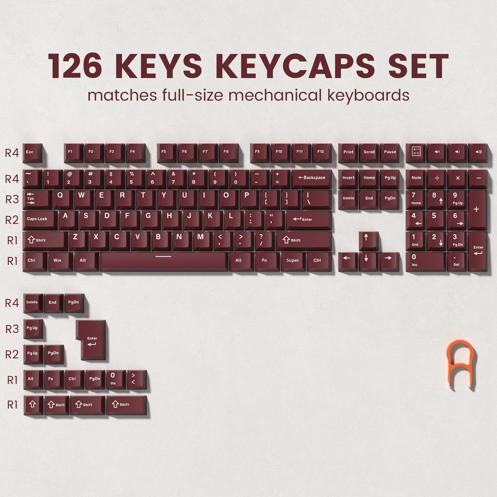 Xiaomi Womier 122 Keys Retro Black PBT Keycap Double Shot Cherry Profile Key Caps for Cherry MX Switches Mechanical Gamer Keyboard