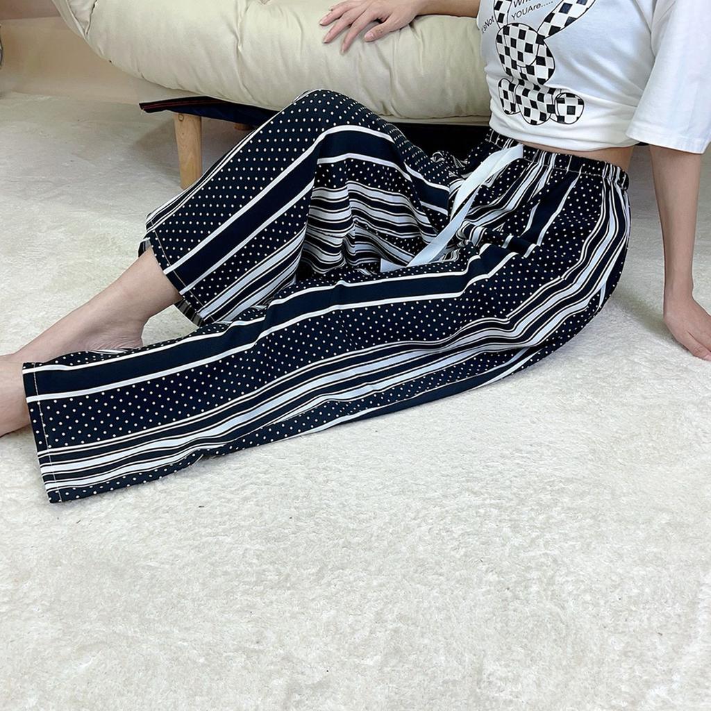 Summer Thin Cotton Rayon Ultra-Light Puff Wide Leg Ankle Pants for Women  Home Pants Plus Size Artificial Cotton Pants