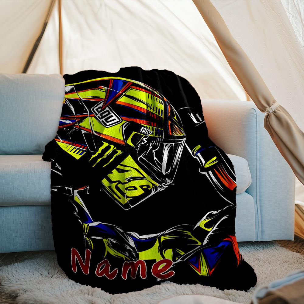 Dynamic Motorcycle Outdoor Customize Your Name Blanket Comfortable Soft Lightweight Allseason Multipurpose Blanket For Travel Camping Picnics Sofa