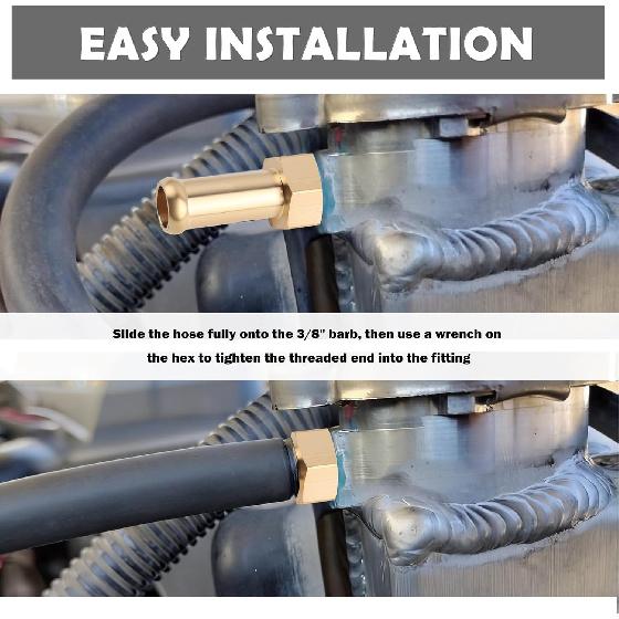 5PCS 3/8" Fuel Line Fittings,Leak-Proof Brass 3/8" Barb Fitting with 1/2-20 Male Threads for Hose Connector,Universal Fuel Line Connector for
