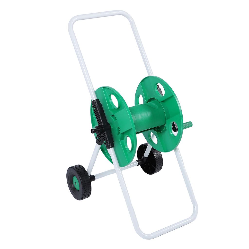 Vattenslangvinda med vagn Grön PP Arbetsbesparande med Hjul Handdriven Slangförvaringsvagn för Trädgård