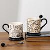 European Classical Floral Ceramic Mug with Spoon