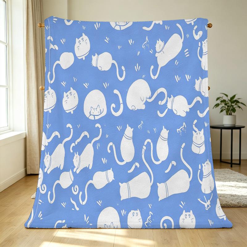 Cat Series Flannel Throw Blanket - No Lint, Soft & Cozy, Warm for Home, Holiday (Christmas & Halloween) & TV Viewing, Gentle on Skin