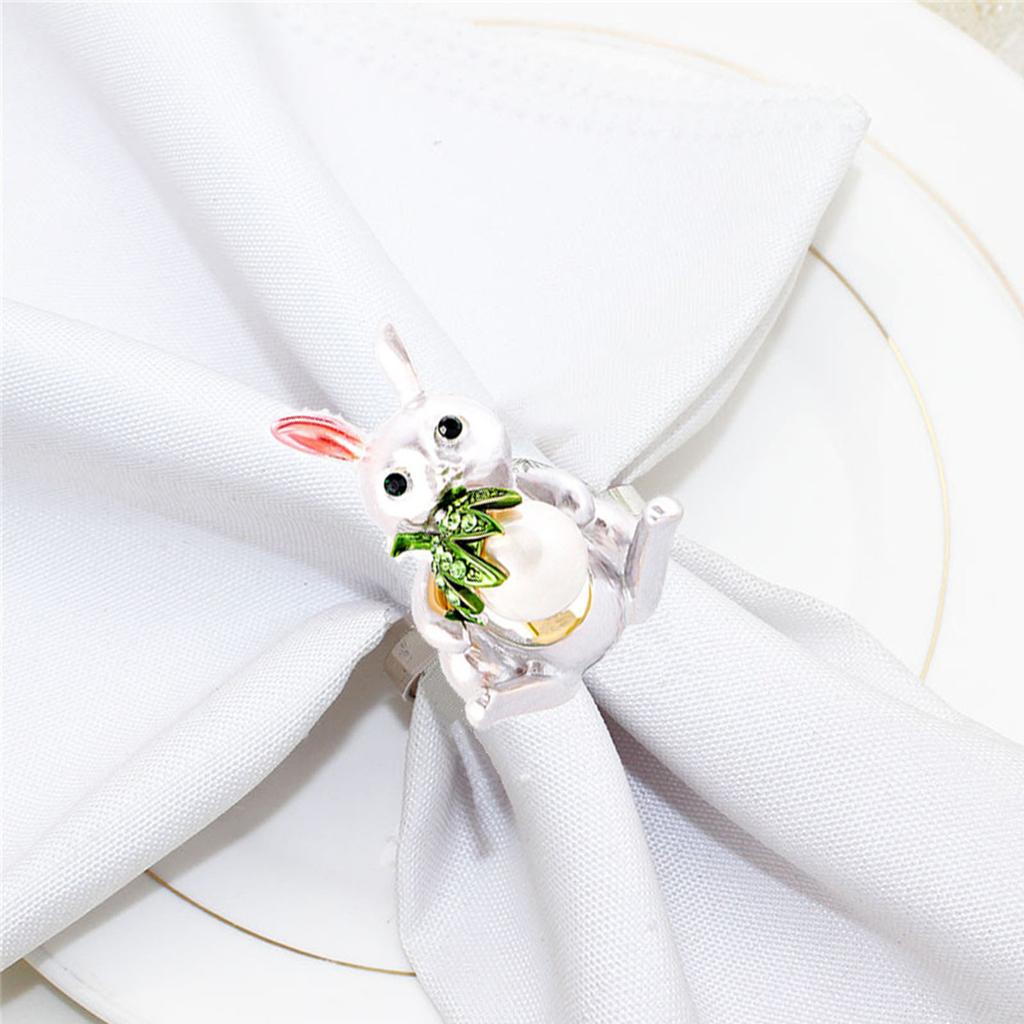 Metal Napkins Rings Set of 6 Bunny Ear Easter Napkins Rings Spring Rabbit Rings Holders for Easter Party Decoration
