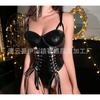 Sexy Underwear Leather Glossy Tight Temptation Bundled Nightclub Sexy Straps One-piece Sex