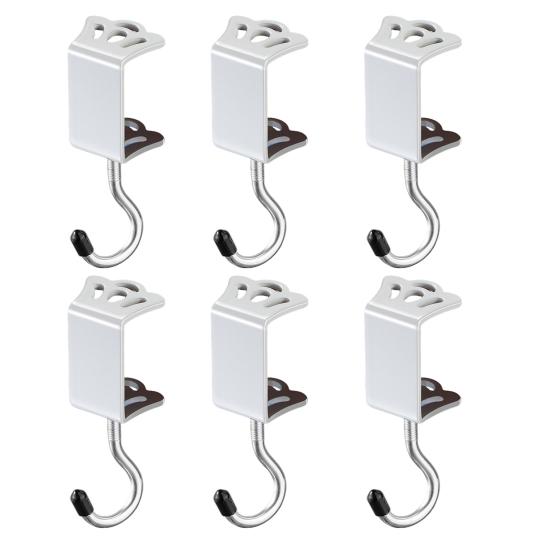 

6 шт. Подвески для сумок на стол, Крючки для хранения, Многоцелевое крепление на стол, Рюкзак, Несущий, Легкая установка, Держатель-вешалка A белый
