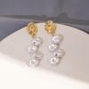 Boucles d'oreilles puces Perles Baroques Pliées, Boucles d'oreilles Tendance Tempérament Froid, Boucles d'oreilles à Franges Tempérament Luxe Léger.