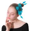 Leinengarn Einfacher und Süßer Haarkamm Federkopfschmuck Braut Seeblau Leinen Haaraccessoires Kopfblume
