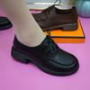 Scarpe basse singole autunnali con tacco spesso allacciate, nuove, con temperamento, retrò, comode, scarpe piccole in pelle