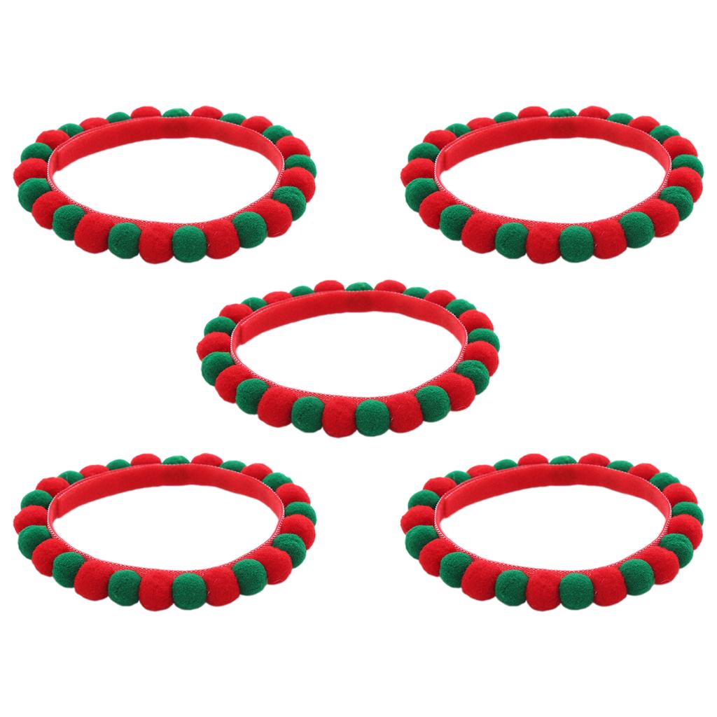 Set of 5 Soft Plush Cat Collars with Colorful Pompoms for Cat Dogs Birthday Party Cat Neckwear Festival Pet Collars