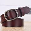 Womens Genuine Leather Belt With Pin Buckle Slim Width Business Casual Waistband Office Everyday Wear
