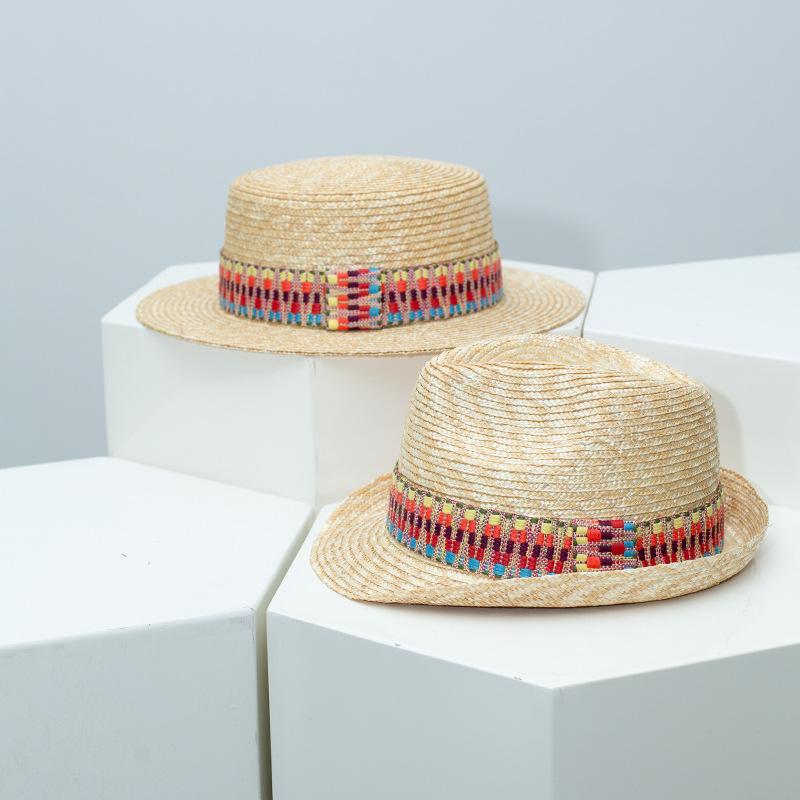 Freedom Outdoors Women's New Mexican Style Colorful Striped Straw Fedora Hat, Retro Jazz Cap & Wide Brim Sun Hat For Men 54-58Cm