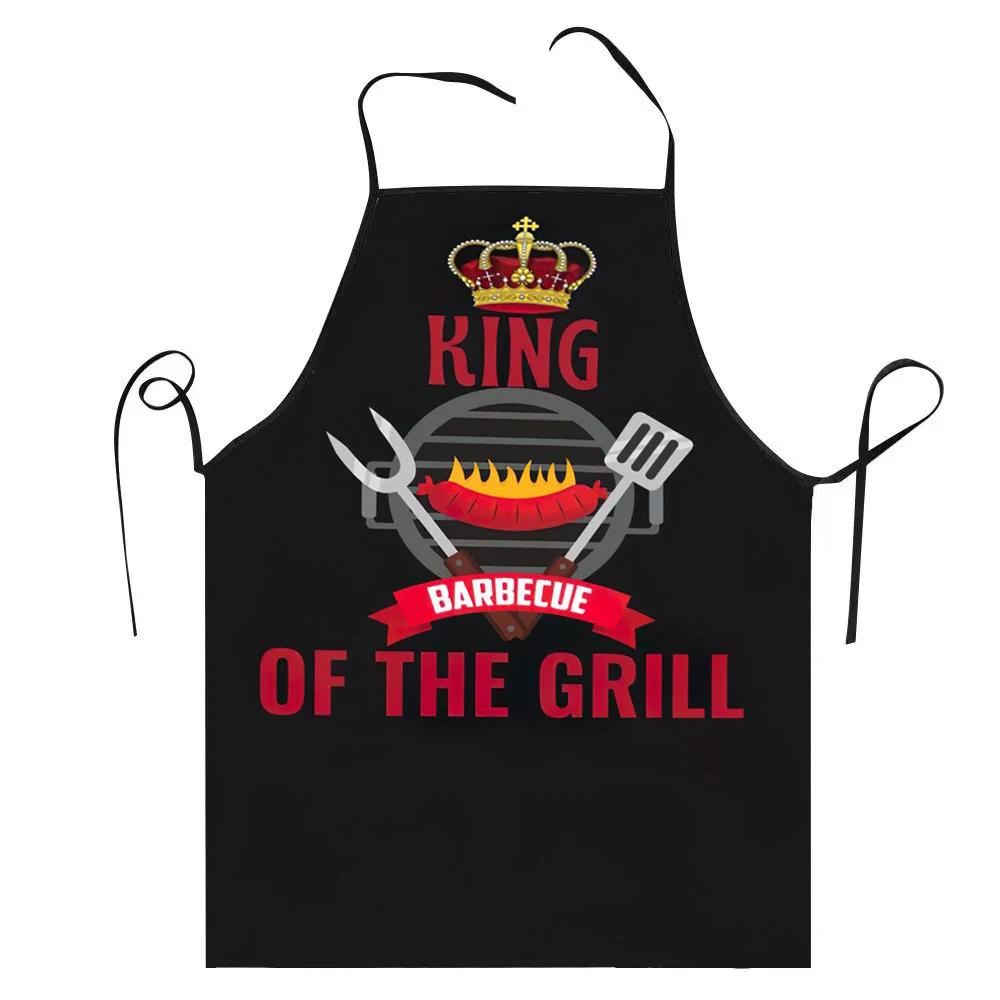 BBQ Master King Of The Grill Bib Apron Women Men Unisex Kitchen Chef Barbecue Lover Tablier Cuisine for Cooking Baking