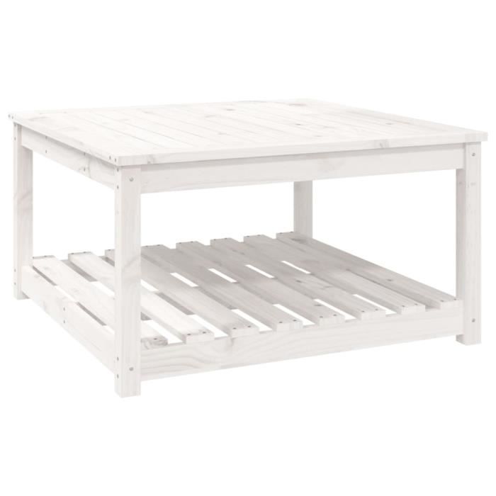 VidaXL Table de jardin blanc 82,5x82,5x45 cm bois massif de pin 824142