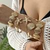 5Pcs/Set Exaggerated Starfish Shell Wide Cuff Bangle for Women Gold Color Sea Star Scallop Open  Bracelet Beach Party Jewelry