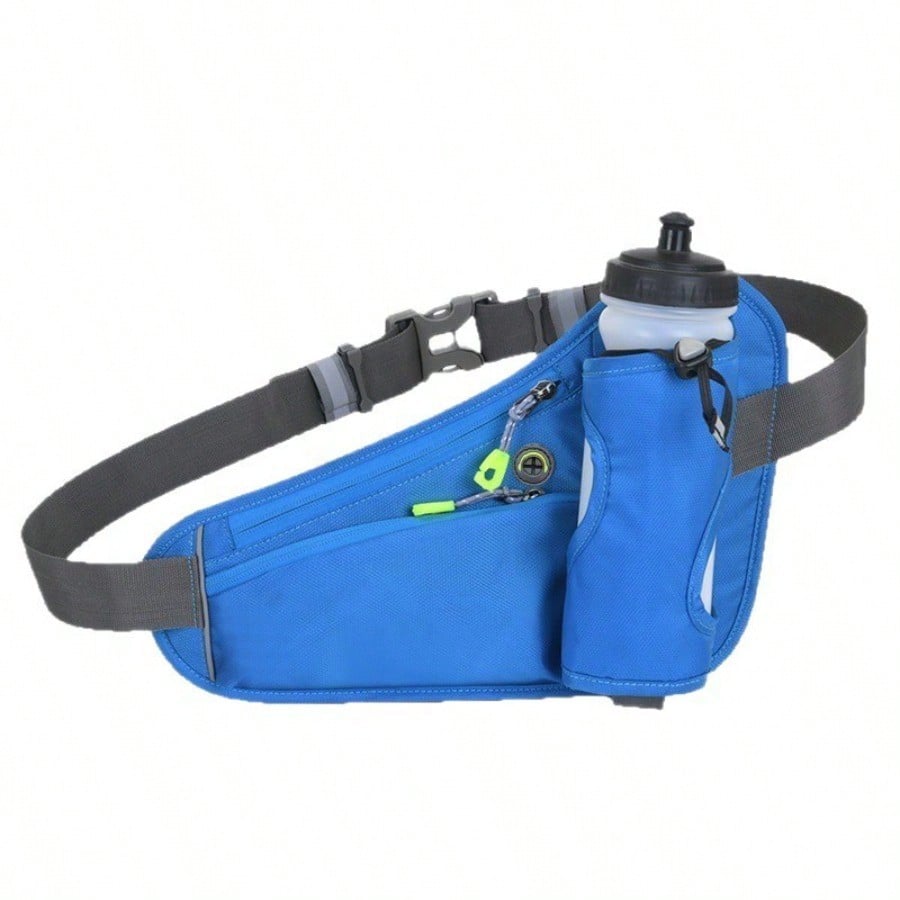 Bouteille d'eau multifonctionnelle pour sports de course en extérieur, sac banane anti-éclaboussures, fermeture étanche, équipement pour la course de nuit Blue multicolore