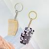 Comb Charm Keyring Acetate Miniature Milk White/Black White for Bag Backpack Purse Wallet Women Hair Care Accessory