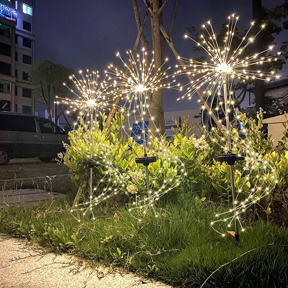 Solar Firework Light DIY Outdoor Garden Starburst Firework Lamp 200LED 35 Copper Wires Christmas String Light for Garden Decor