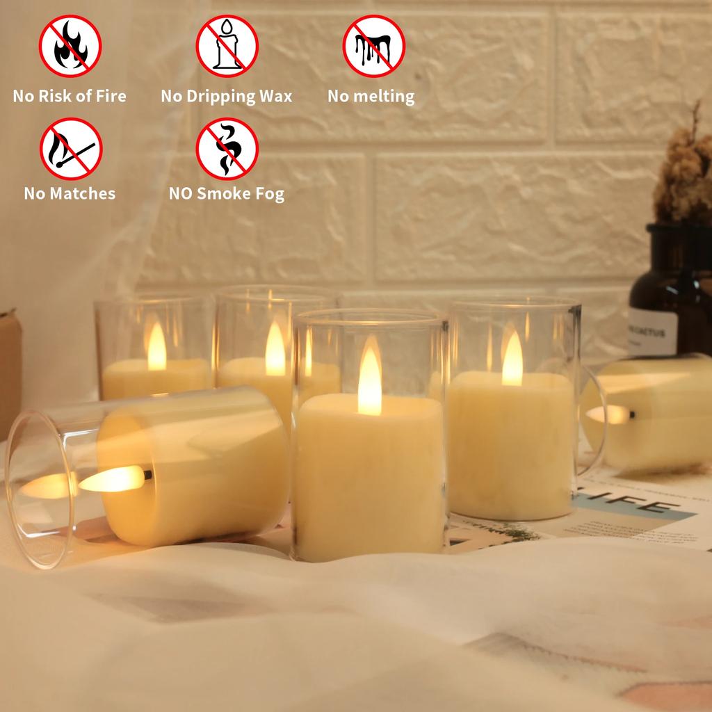 6/12 Pack Flickering Flameless LED Candles with 2/4/6/8H Timer Remote Battery Operated Small Pillar & Votive Candle Home Decor
