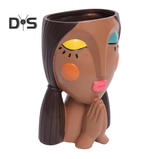 

Горшок для цветов в виде лица девушки, цветочный горшок с дренажным отверстием, декоративный для помещений, суккулентный горшок для офиса, гостиной, стола, садовой полки A