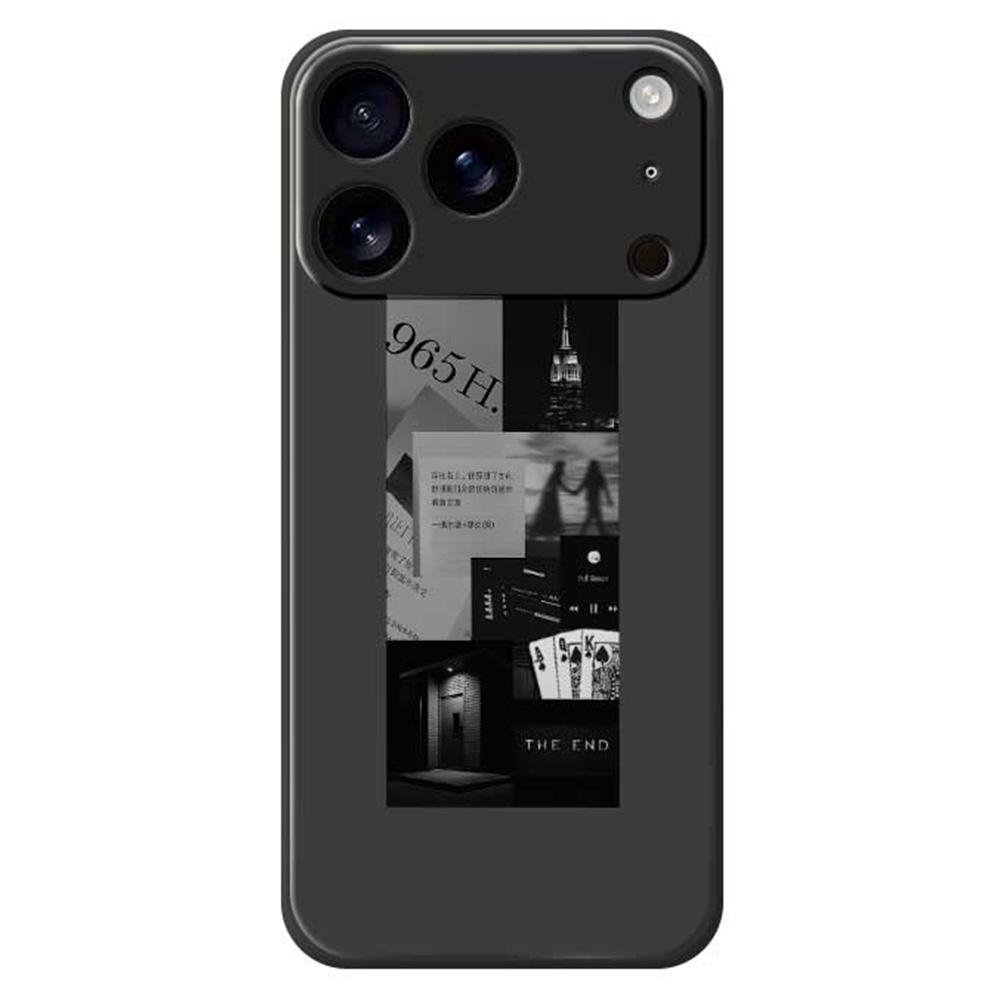 

For iPhone 17 Pro Max Case Stitching Photos Pattern Printing Straight Edge TPU Phone Back Cover Black