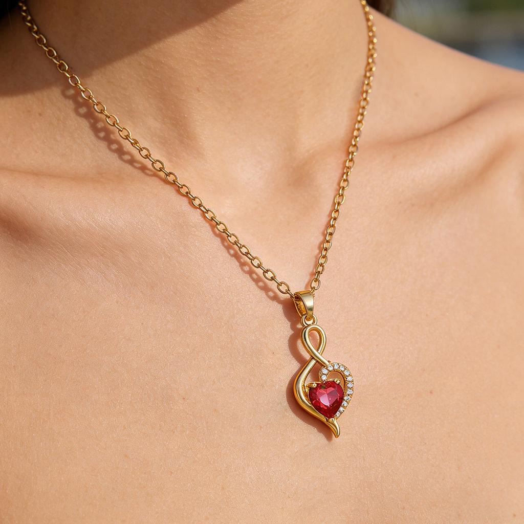 Gold Color Mom Necklace Colorful Butterfly Women Charm Red CZ Heart Musical Note Pendant Dainty Jewelry For Mather Birthday Gift