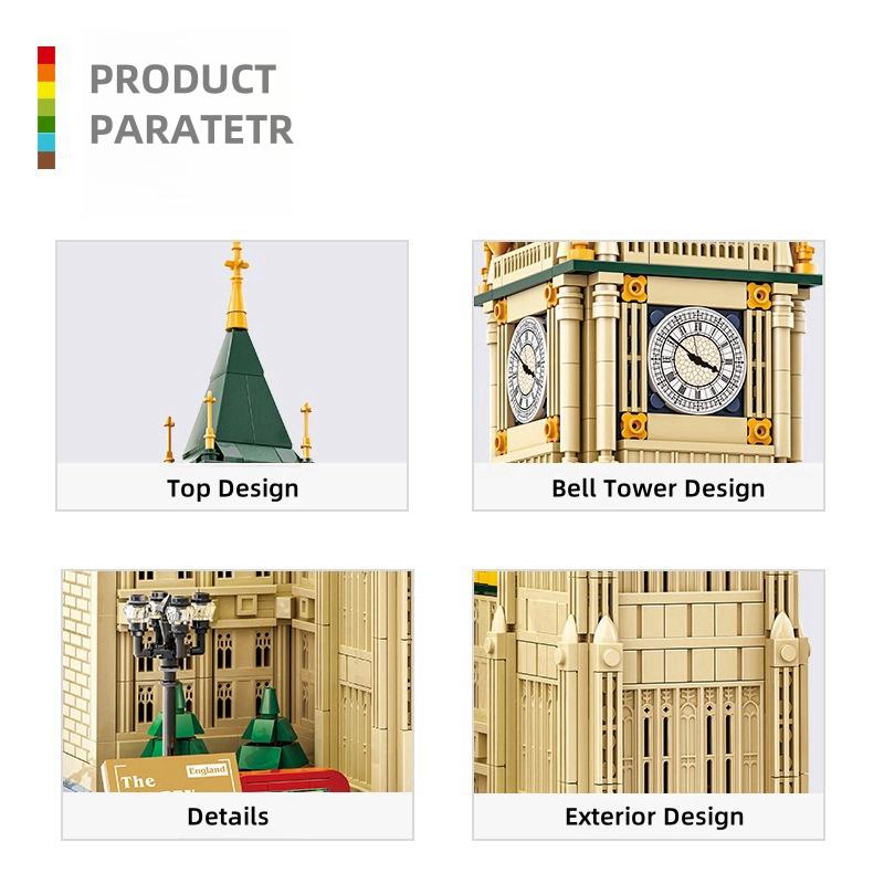 Non-Toxic 1095Pcs New Version London Big Ben Building Blocks Architecture Bricks Toys Children Assembled Gifts For Adults Christmas Gifts