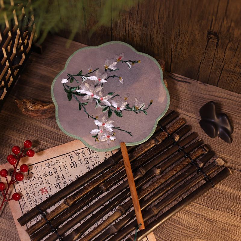 

Двусторонняя вышивка Сучжоу Круглый веер - Готовый веер в древнем стиле