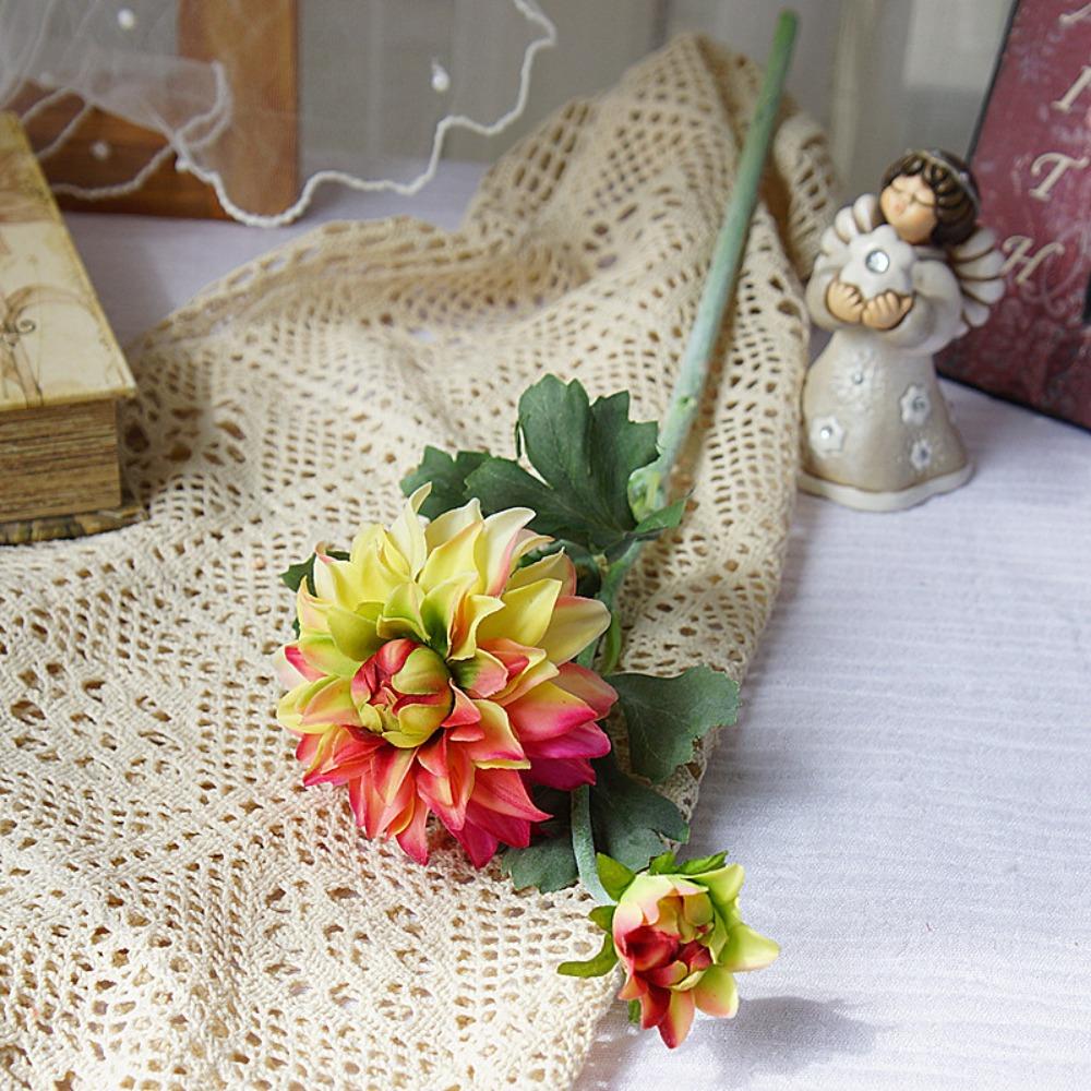 2 Heads Artificial Chrysanthemum Real Touch Silk Chrysanthemum Flower  Home Table Decor