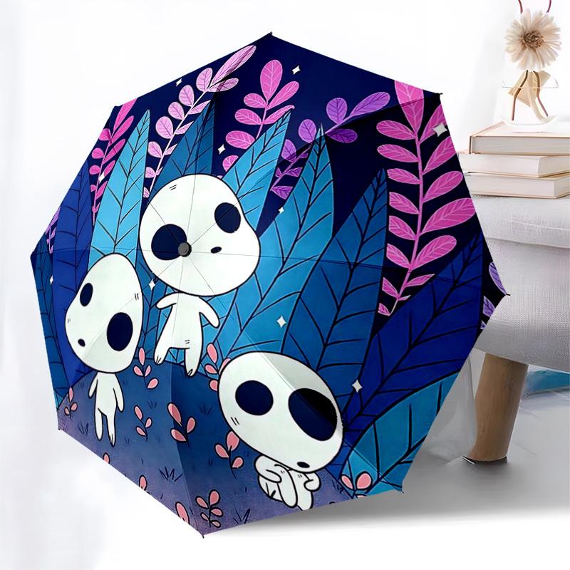 

1pc Forest Spirit Umbrella: Auto-Open Close, Portable 3-Fold Design, 8-Bone Iron Frame, Outdoor, Festival Gift for Fans, Travelers, Daily Use, Perfect
