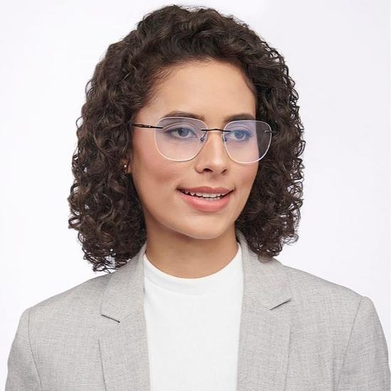 John Jacobs | Montura Negra Forma Cuadrada Sin Montura Lentes para Ordenador de Luz Azul y Antirreflejos de Potencia Cero Para Hombre y Mujer | Grande | JJ E12634