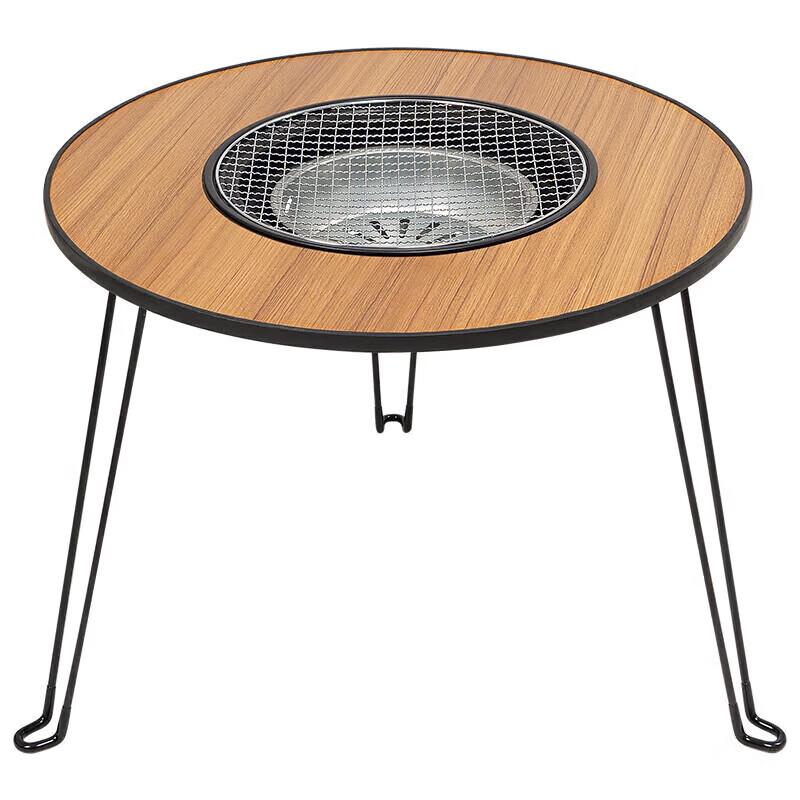 Clear Series Outdoor Camping Wood Grain Tea & Grill Table